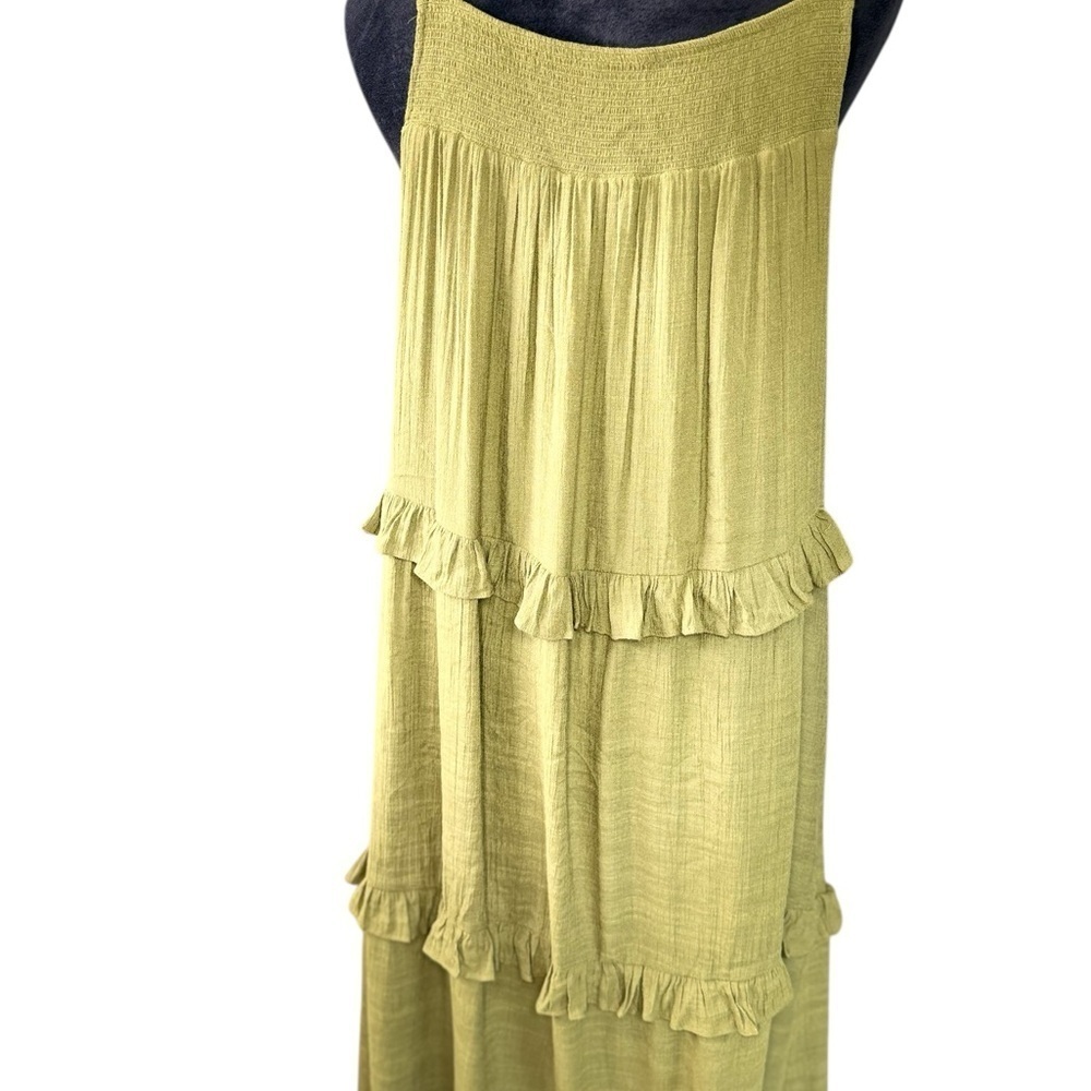Green Tiered Ruffled Midi Sundress - Picture 4 of 5